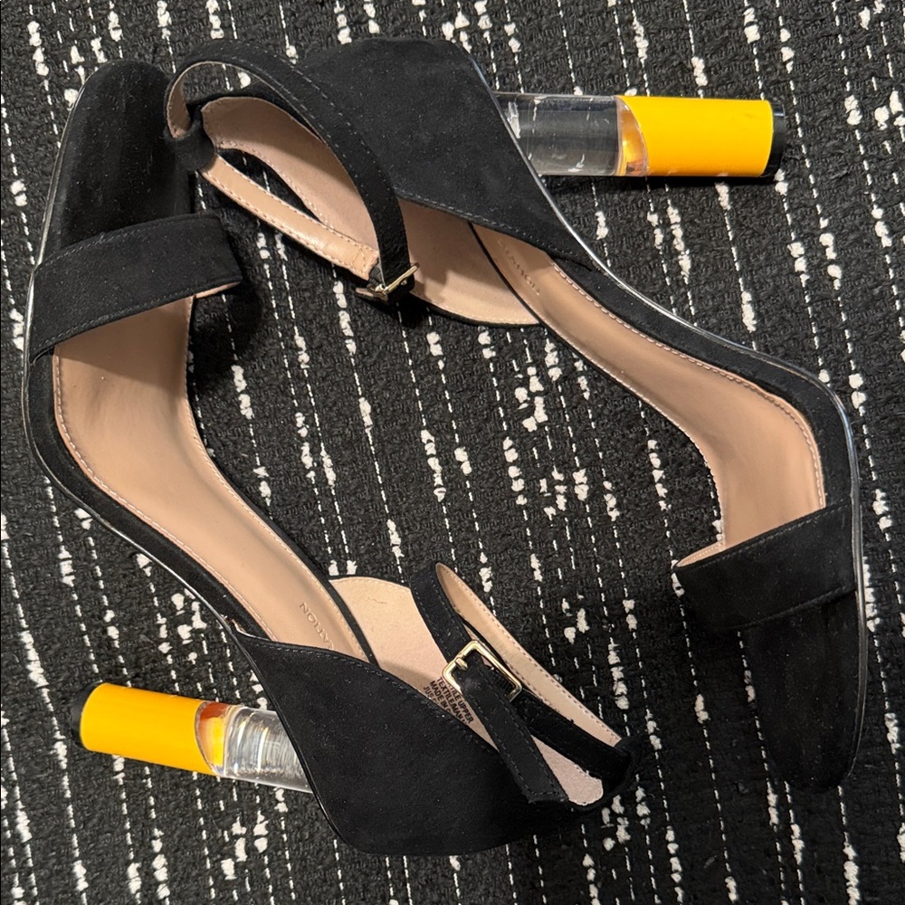 BCBGeneration Black Heels with Yellow Highlights